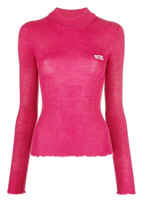 GCDS logo-print ribbed-knit jumper - Pink