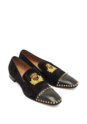 Christian Louboutin Pre-Owned Captain Loubi suede embroidery loafers - Black
