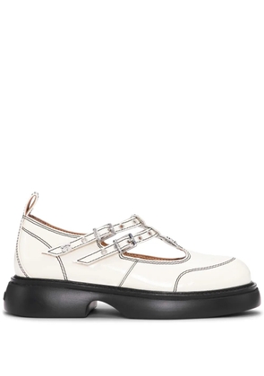 GANNI logo-plaque loafers - White