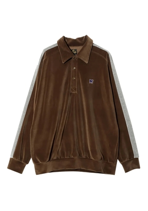 Needles side-stripe polo shirt - Brown