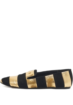 Carolina Herrera Vintage striped logo-detail smoking loafers - Black