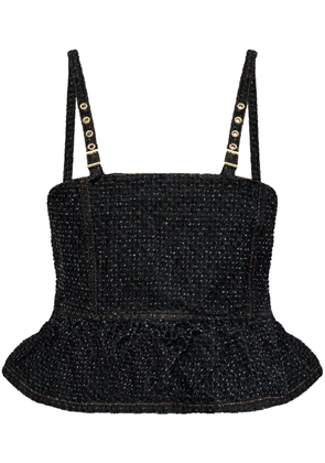 GANNI peplum denim top - Black