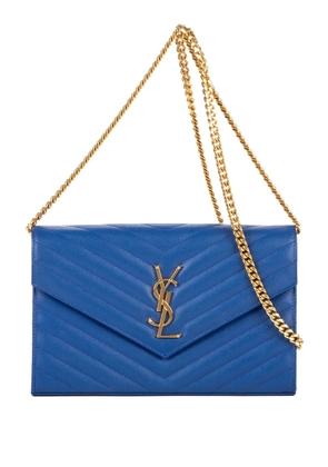 Saint Laurent Pre-Owned quilted-leather chain-strap crossbody bag - Blue