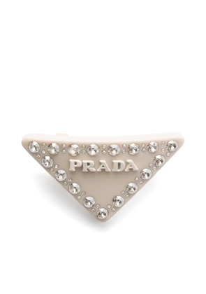 Prada triangle-logo hair clip - Neutrals