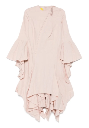 Marques'Almeida asymmetric frilled-sleeves midi dress - Pink