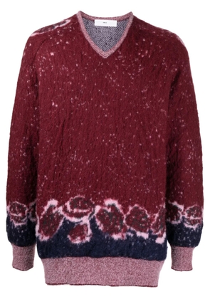 Toga V-neck patterned intarsia-knit sweater - Red