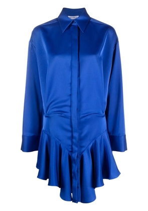 The Attico ruffled satin shirtdress - Blue