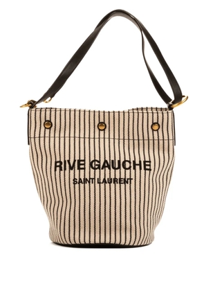 Saint Laurent Pre-Owned Rive Gauche striped bucket bag - Neutrals