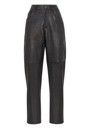 Brunello Cucinelli leather trousers - Black
