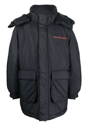 Calvin Klein Jeans logo print hooded parka - Black