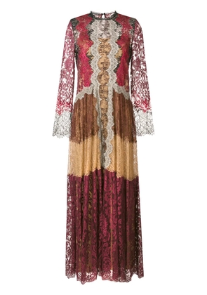 Alberta Ferretti floral lace long dress - Red