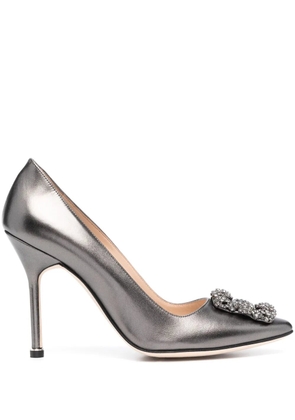 Manolo Blahnik Hangisi 105mm leather pumps - Grey