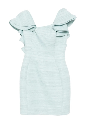 Saiid Kobeisy ruffled tweed short dress - Blue