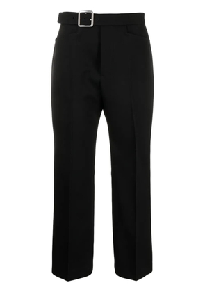Jil Sander buckled pleated flared wool trousers - Black
