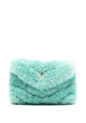 Saint Laurent Pre-Owned 2021 Shearling Loulou Puffer clutch bag - Green