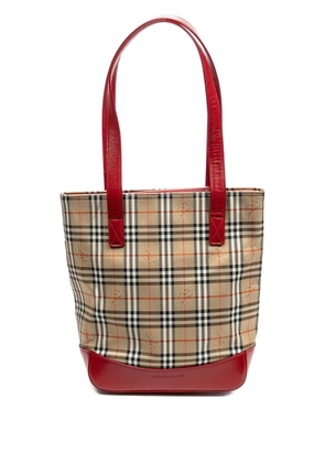 Burberry Pre-Owned check-pattern leather-trimmed tote bag - Neutrals
