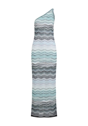 Missoni one-shoulder chevron-pattern maxi dress - Blue