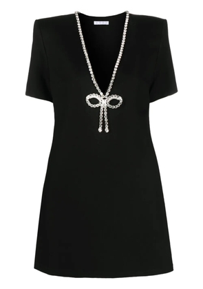 AREA crystal-embellished V-neck mini dress - Black