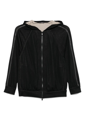 Brunello Cucinelli stripe-detail zip-up hoodie - Black