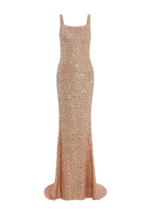 Jenny Packham sequin-embellished open-back maxi dress - Neutrals