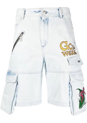GCDS cargo denim shorts - White