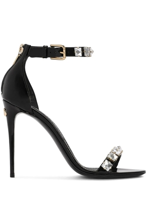 Dolce & Gabbana 105mm rhinestone-embellished leather sandals - Black