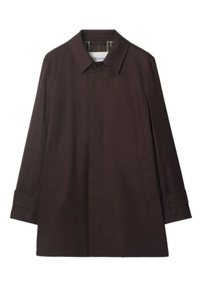 Burberry gabardine check-collar coat - Brown