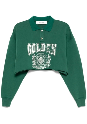 Golden Goose printed cropped polo top - Green