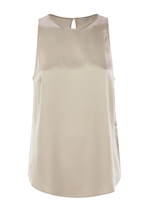 Brunello Cucinelli silk-satin sleeveless blouse - Neutrals