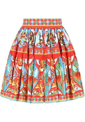 Dolce & Gabbana Carretto-print pleated miniskirt - Red