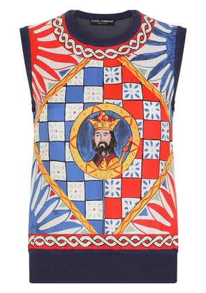 Dolce & Gabbana Carretto-print silk vest - Blue