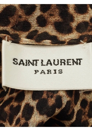 Saint Laurent Pre-Owned silk leopard-print scarf - Brown
