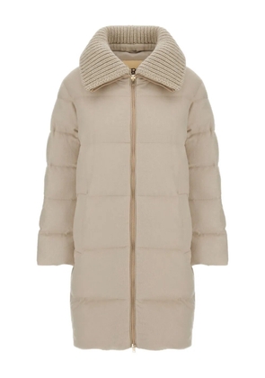 Herno quilted knitted-collar coat - Neutrals