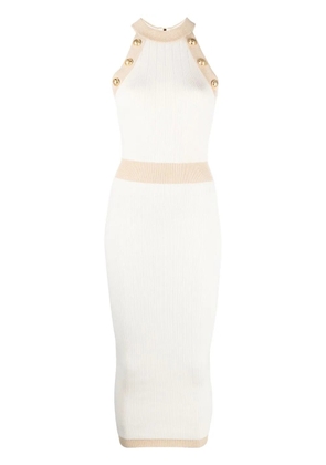 Balmain button-detail knitted dress - Neutrals