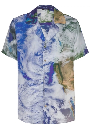 Balmain Earth-print shirt - Blue