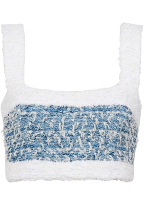Balmain denim tweed crop top - White