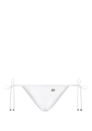 Dolce & Gabbana logo-plaque side-tie bikini bottom - White