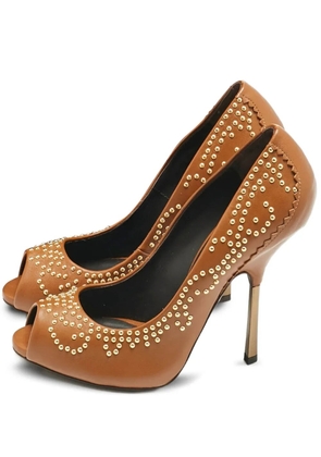 Giuseppe Zanotti Vintage studded leather peep-toe pumps - Brown