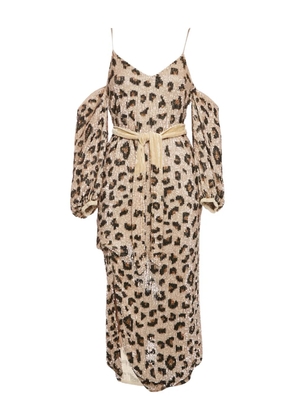 Retrofete leopard-print sequinned dress - Neutrals