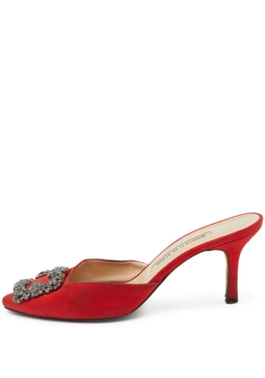 Manolo Blahnik 70mm Hangisi satin mules - Red