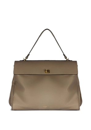 avenue 67 twist-lock leather tote bag - Brown