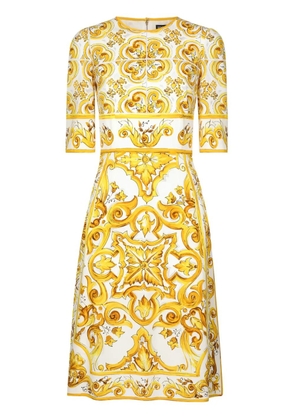 Dolce & Gabbana Majolica silk crepe dress - Yellow