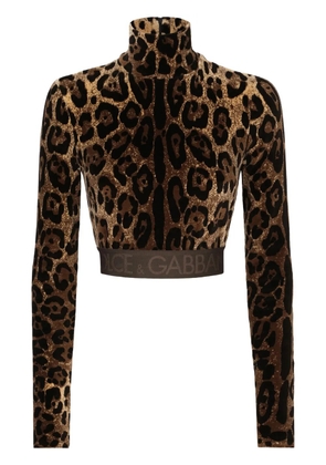 Dolce & Gabbana leopard-print high-neck blouse - Brown