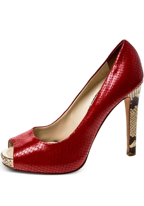 Giuseppe Zanotti Vintage 120mm python-embossed peep-toe pumps - Red