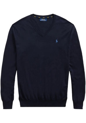 Polo Ralph Lauren logo embroidered V-neck jumper - Blue