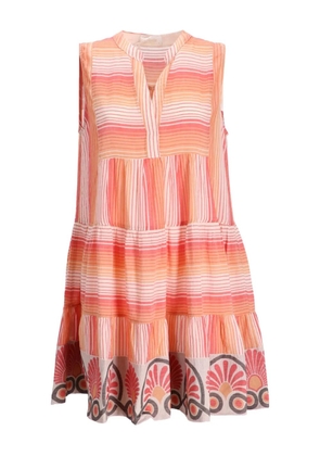 Devotion horizontal-striped cotton mini dress - Orange