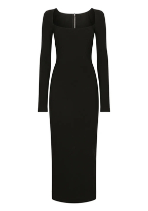 Dolce & Gabbana long-sleeve square-neck midi dress - Black