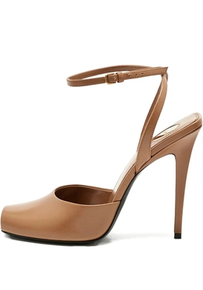 Saint Laurent Pre-Owned leather peep-toe pumps - Neutrals