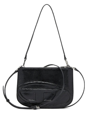 Diesel Twin-Double-pouch embossed-leather shoulder bag - Black