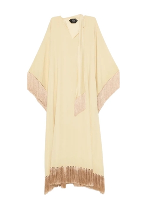 Taller Marmo tassel-trims shift asymmetric kaftan dress - Yellow